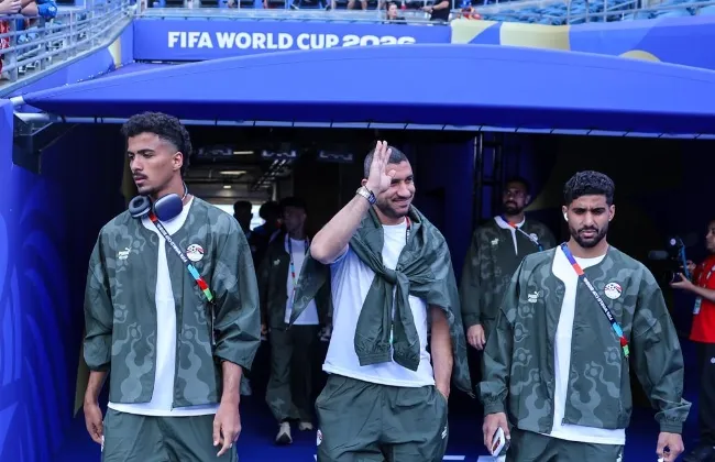 منتخب مصر يتفقد أرضية ملعب لومن فيلد قبل انطلاق مباراة بلجيكا